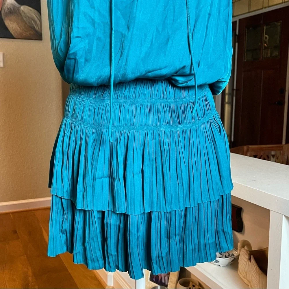 Current Air Cara Sleeveless Pleated Mini Dress Turquoise Size S - Picture 9 of 16